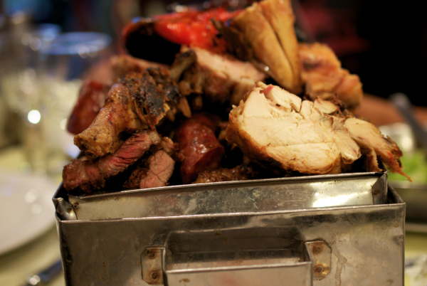 grilled meat in mercado del puerto