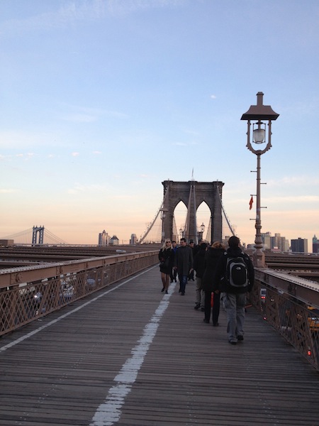 Walking on Brooklyn Bridge
