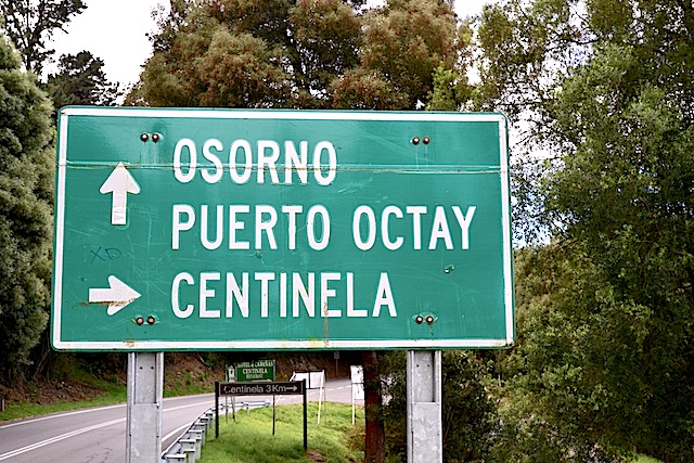 Road sign in Puerto Octay Chile