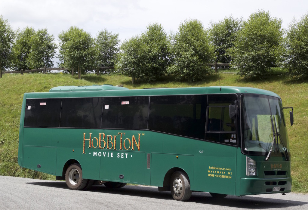 Hobbiton movie set tour bus