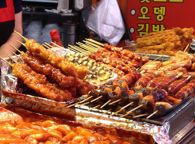 Korean grilled meat on skewers